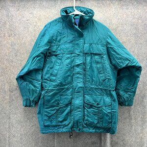 Columbia Ski Jacket Womens Small Teal Blue Full Zip Vintage Sportswear Parka 90s